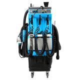 Front view of the Mytee 80-120 Prep Center S with extraction hoses and detailing tools