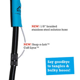 Mytee 8070 solution hose with braided stainless steel construction and Snap-a-Lok cuff