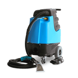 Front angle view of the Mytee HP120 Grand Prix heated detail extractor with hose and Air Lite™ Upholstery Tool
